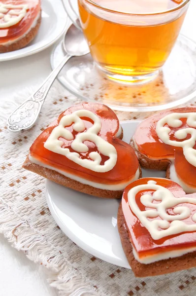 Cookies in the shape of a heart for Valentine's day — Stock Photo, Image