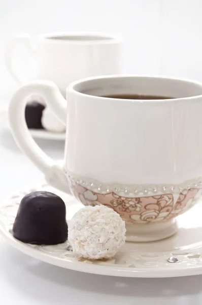 Tasse Kaffee und Schokolade — Stockfoto