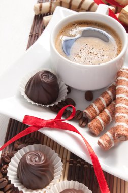 kahve çikolata ve Gofretler