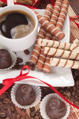 kahve çikolata ve Gofretler