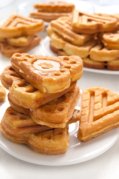 Morning breakfast with waffles — Stock Photo, Image