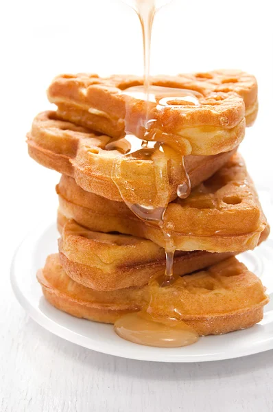 Morning breakfast with waffles — Stock Photo, Image