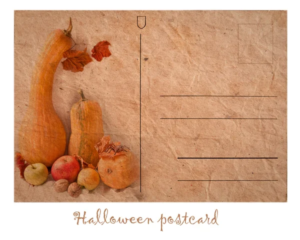 Ansichtkaart met pompoen voor halloween — Stockfoto