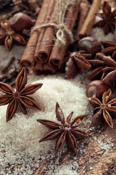 Palitos de canela y anís estrellado — Foto de Stock