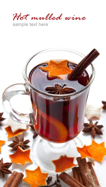 Mulled wine with slice of orange — Stock Photo, Image