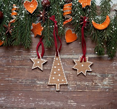 Noel sınır tasarlamak ahşap arka plan üzerinde