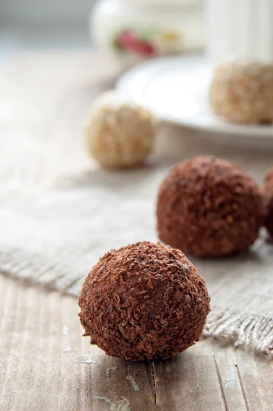 Chocolate truffle, homemade dessert — Stock Photo, Image