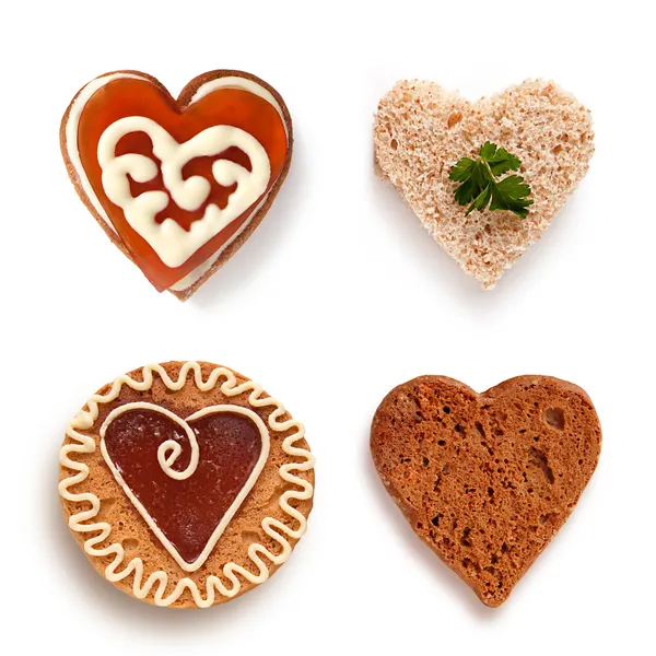 Ensemble de biscuits cardiaques — Photo