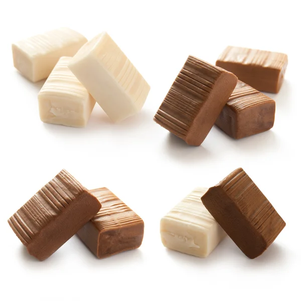 Different groups of caramel candy — Stock Photo, Image