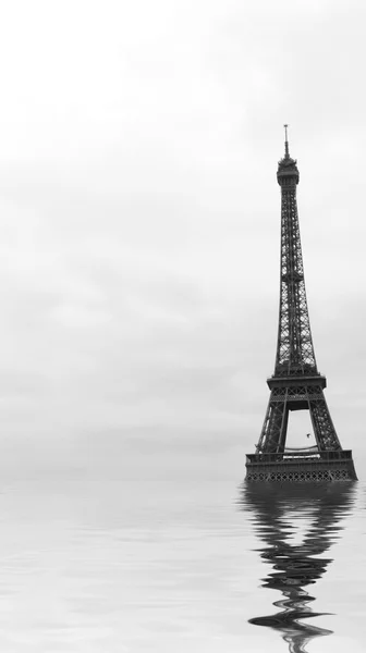 De toren van Eiffel, Parijs onder overstromingen — Stockfoto