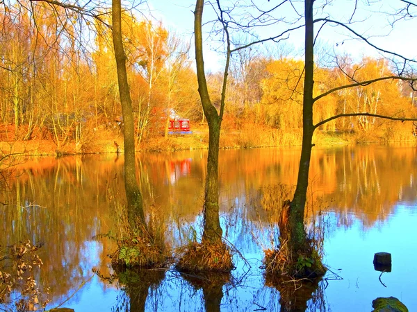 Paysage d'automne sur un lac — Photo