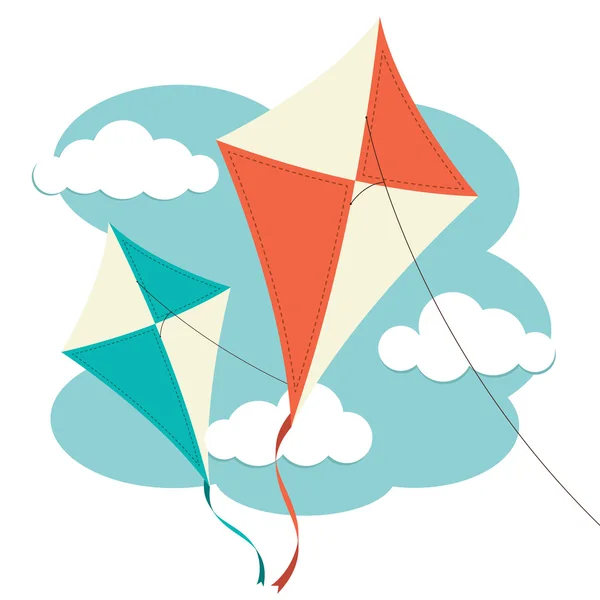 Kites and Clouds — Stock Vector