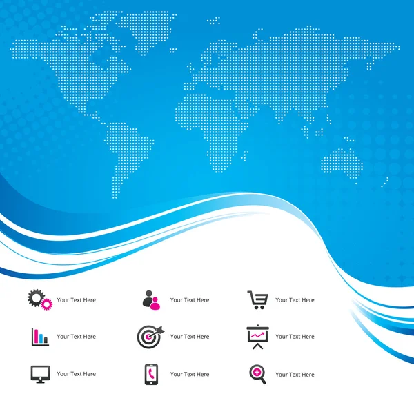 Carte du monde avec icônes — Image vectorielle