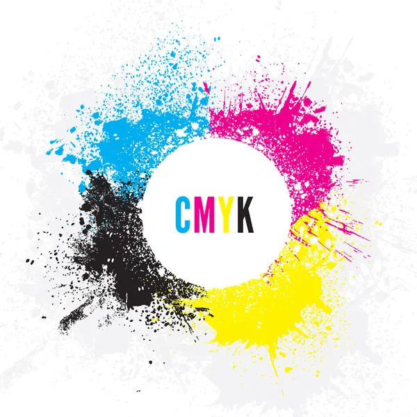 CMYK farby splatters — Wektor stockowy