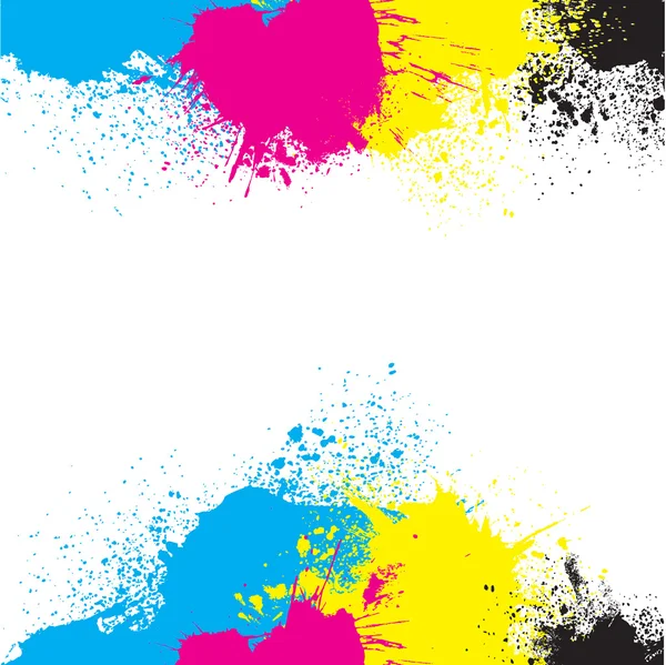 CMYK farby splatters — Wektor stockowy