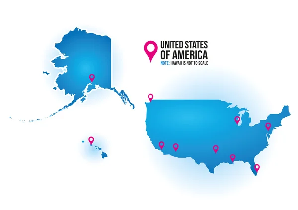 Mappa degli Stati Uniti d'America — Vettoriale Stock