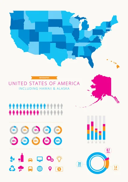 Stati Uniti d'America Infografica — Vettoriale Stock