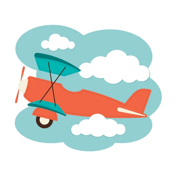 Biplane in the clouds — Stock Vector