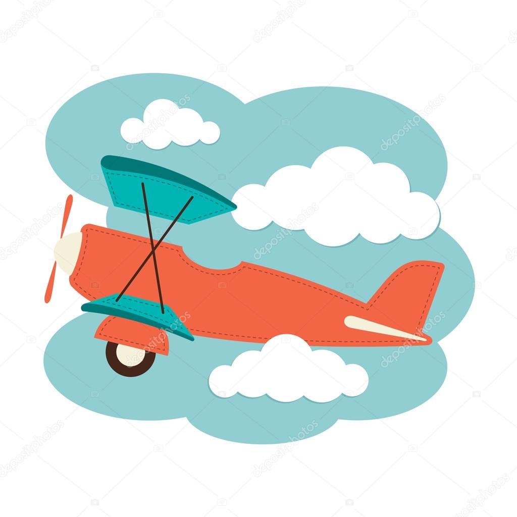 Biplane in the clouds