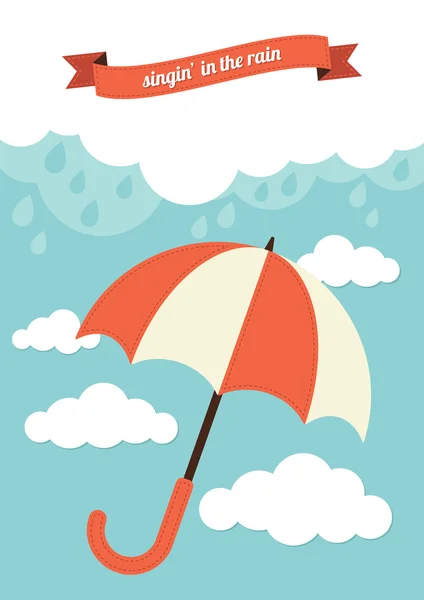 Deštník a deště mraky — Stockový vektor