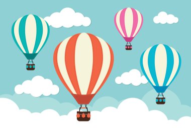 sıcak hava balonları ve bulutlar