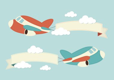 Illustration of a plane in the clouds clipart
