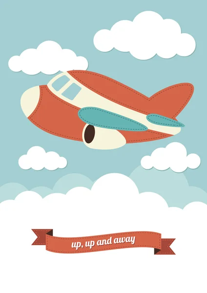 Plane in the clouds — Stock Vector