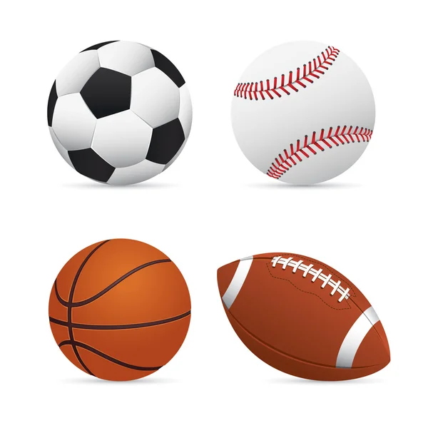 Fútbol, fútbol, baloncesto y béisbol — Vector de stock