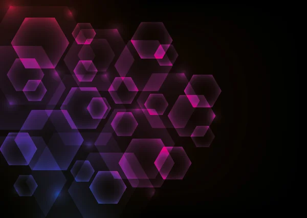 Glödande abstrakt bakgrund med hexagoner — Stock vektor