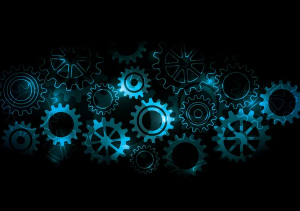 Glowing Cogs & Gears — Stock Vector