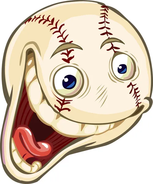 Baseball tvář kreslené koule obraz — Stockový vektor
