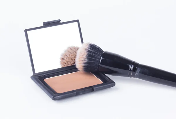 Cosmetic powder brush blush palette isolated on white — Stock Photo, Image