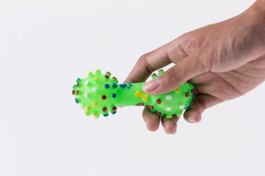 Evcil hayvan beyaz izole kauçuk oyuncaklar