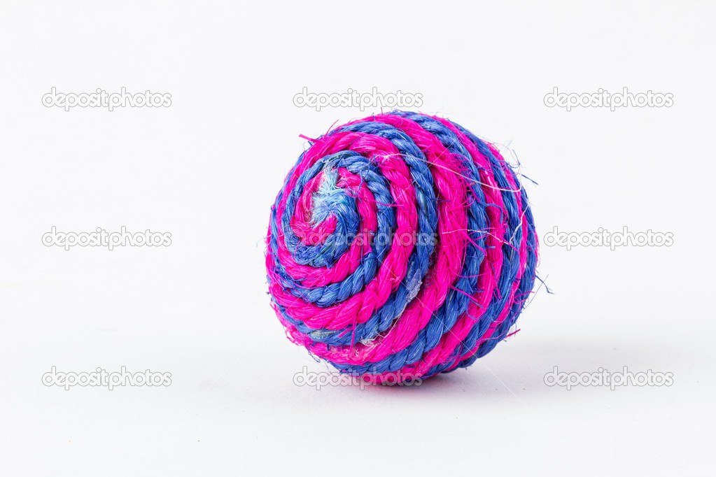 Toy ball for little kitten isolated on white background