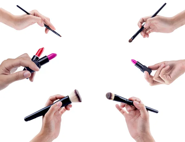 Makeup brushes isolated on white background — Stock Photo, Image