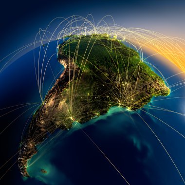 Main air routes in South America clipart