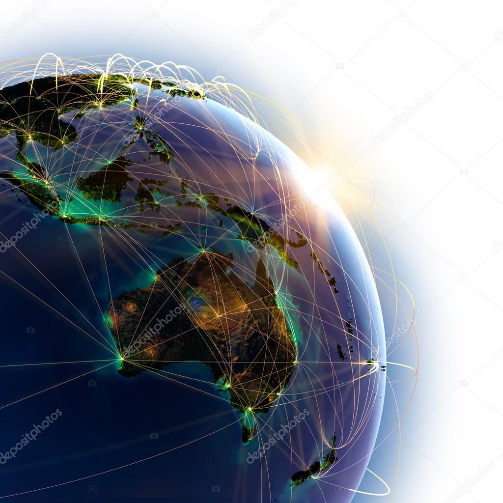 Main air routes in Australia and Oceania