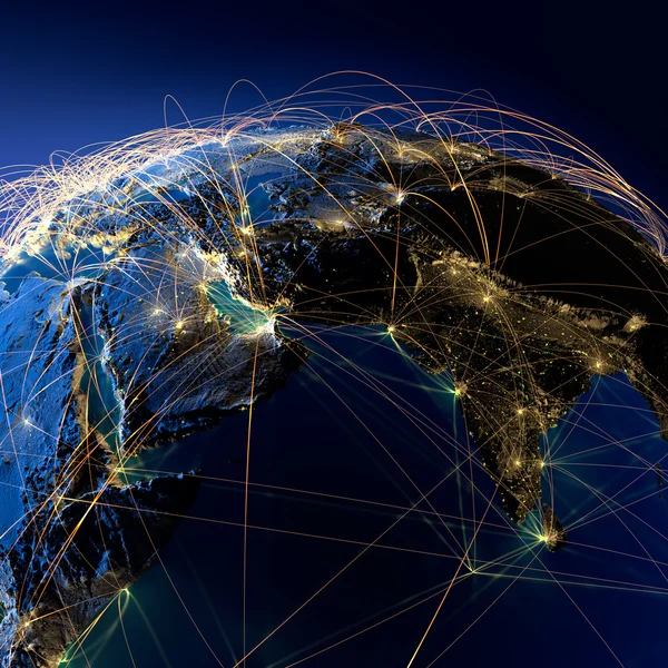 Principales rutas aéreas en Oriente Medio y la India Imágenes de stock libres de derechos