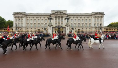 Queen's Royal Horse Guards ride past Buckingham Palace clipart
