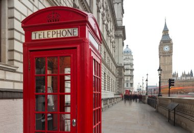 big Ben'i ve london, klasik kırmızı telefon kutusunda united