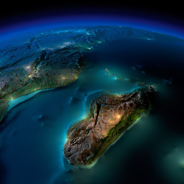 Night Earth. A piece of Africa - Mozambique and Madagascar