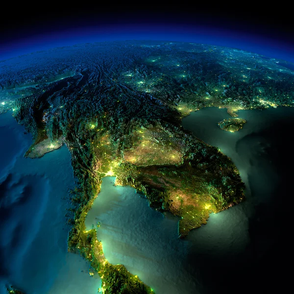 Noční země. kousek Asie - Indočínský poloostrov — Stock fotografie