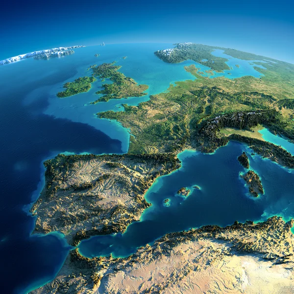 Detailed Earth. Spain and the Mediterranean Sea — Stock Photo, Image