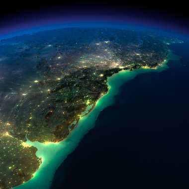 gece earth. Arjantin ve Brezilya - Güney Amerika bir parçası