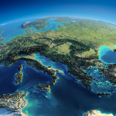 Detailed Earth. Italy, Greece and the Mediterranean Sea clipart