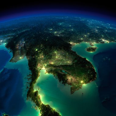 gece earth. Asya - Çinhindi Yarımadası parçası
