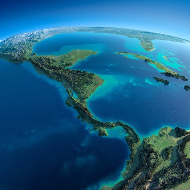 Orta Amerika'nın detaylı earth.the ülkeler