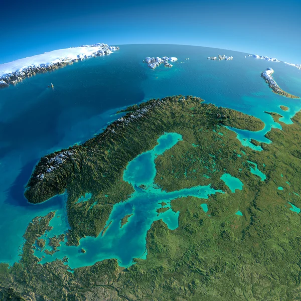 Detailed Earth. Europe. Scandinavia — Stock Photo, Image