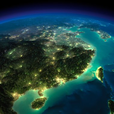 gece earth. Doğu Çin ve Tayvan