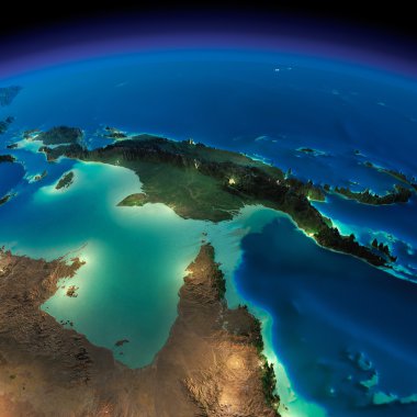 gece earth. Avustralya ve papua Yeni Gine
